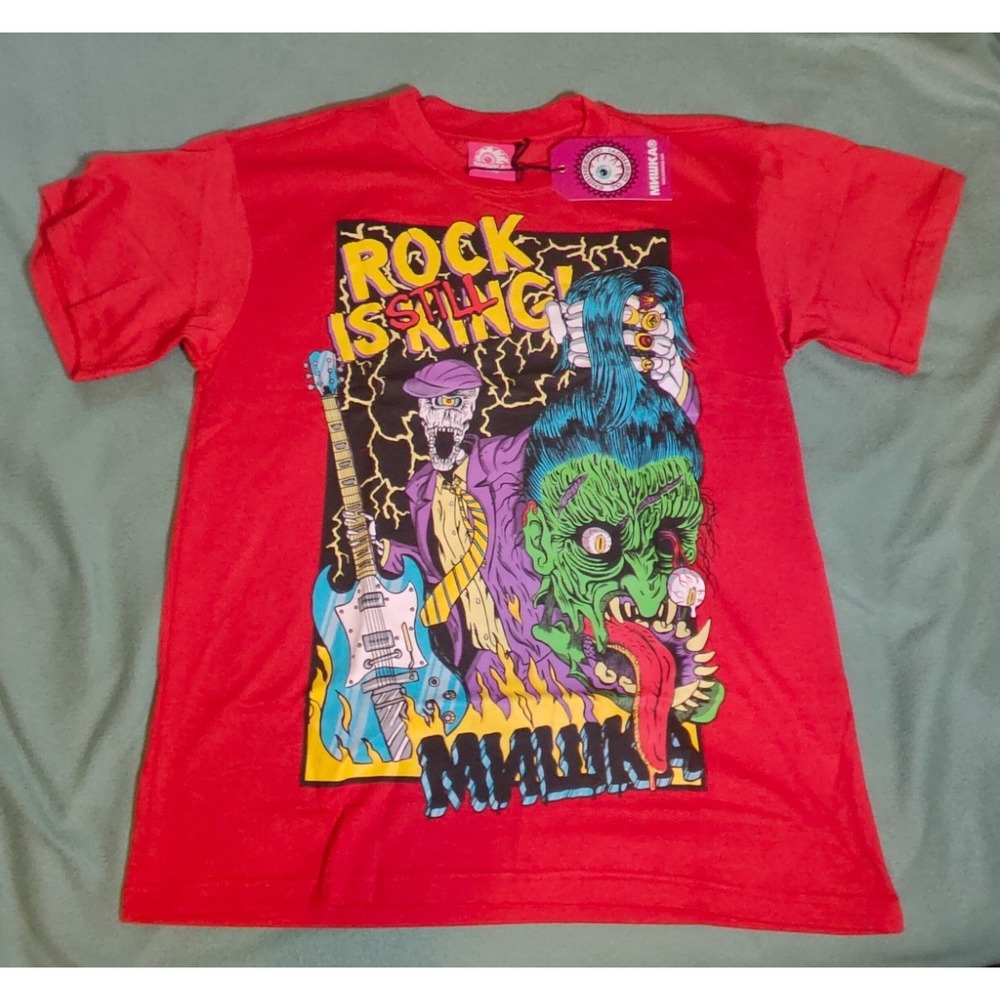 Mishka Rock Is King Graphic T-Shirt Red Size Large New With Tags